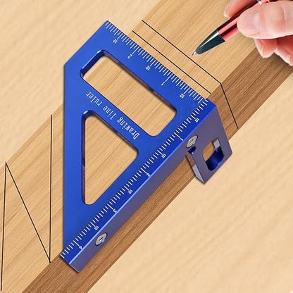 Imperial 3D Multi-Angle Measuring Ruler,45/90 Degree Aluminum Alloy Woodworking Square Protractor, Miter Triangle Ruler High Precision Layout Measuring Tool for Engineer Carpenter,003B
