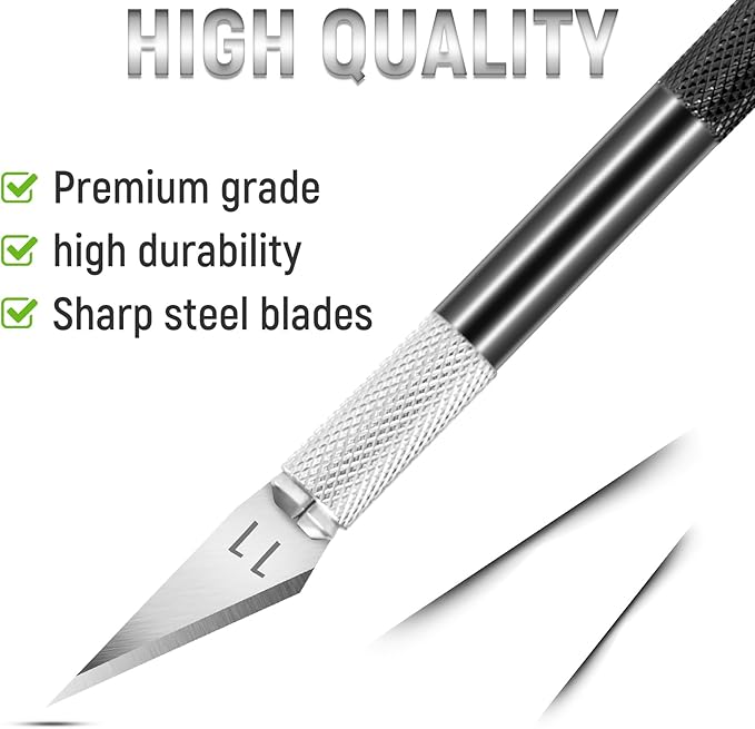 10 Pack Exacto Knife Set, Precision Hobby Knife with Sharp Blades for Crafting, Modeling, Trimming, Stencil Cutting, Wood Carving, Scrapbooking, DIY, and Art Projects (Black)