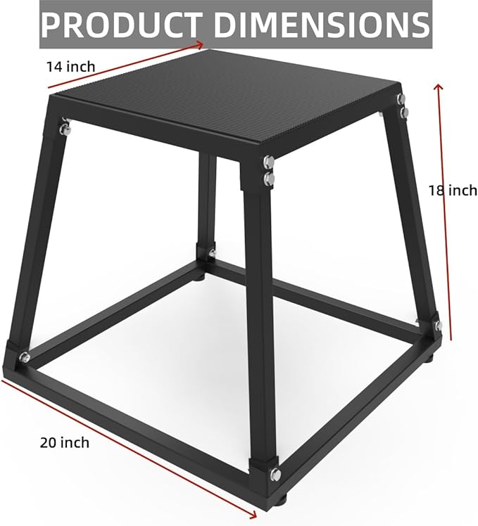 Metal Plyometric Jumping Box，12/18/24/30 Inch Steel Plyo Box for Fitness Exercise Home Gym