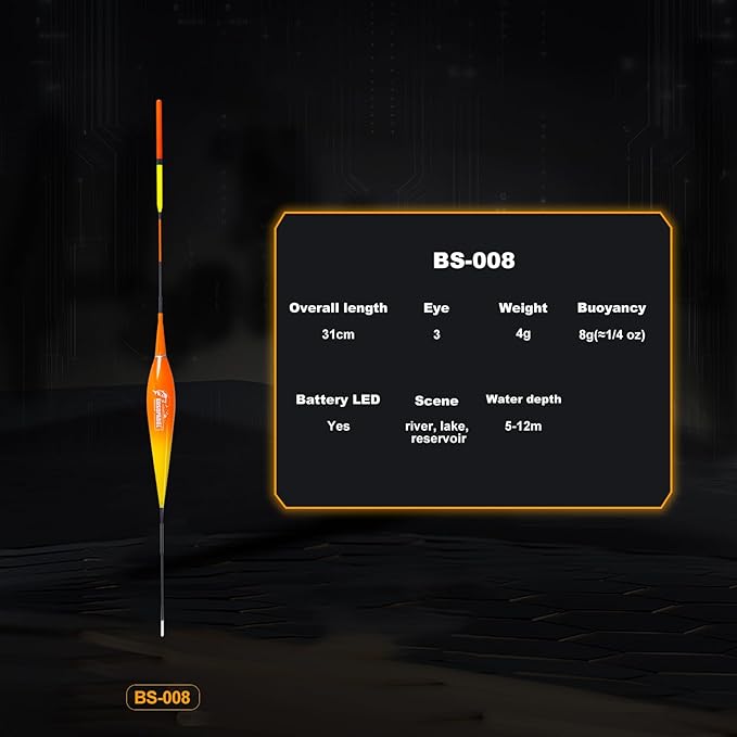 Fishing Bobbers, Fishing Floats, light up bobbers night fishing, slip bobbers for fishing, day or night fishing gear, LED Color-Changing Signal for Fishing, Deep Stillwater(5-12 meters)