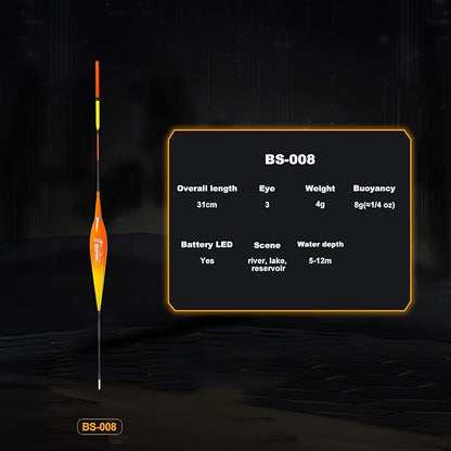 Fishing Bobbers, Fishing Floats, light up bobbers night fishing, slip bobbers for fishing, day or night fishing gear, LED Color-Changing Signal for Fishing, Deep Stillwater(5-12 meters)