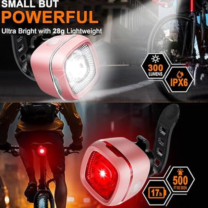 Bicycle Front and Rear Lights,Bike Light, Type-C Rechargeable, Flashing Light，Suitable for Night Riding, Cycling，Bike Headlight &Taillight for Men Women Girls Kids Road Mountain