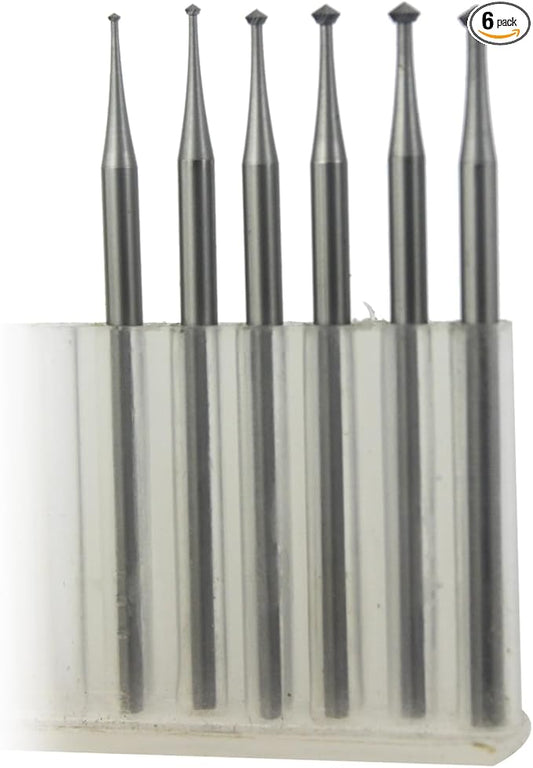 𝐋𝐮𝐨 𝐤𝐞 6 Pcs 90º Hart Burr - 3/32'' Shank Jewelry Engraving Bits 90 Degree Heart Burs for Lapidary 008-023