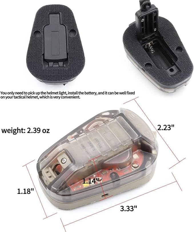 Tactical IR Strobe Helmet Light Military Identification Light with Visible LED + White Strobe Survival Signal Light (Black-Red)