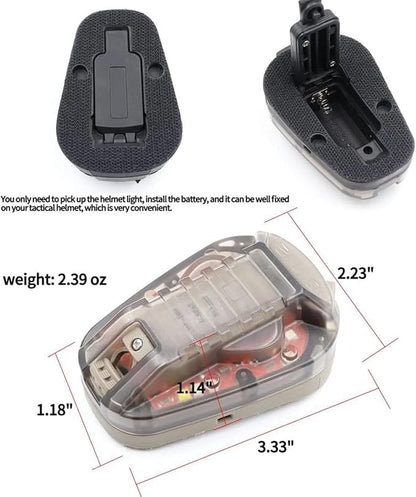 Tactical IR Strobe Helmet Light Military Identification Light with Visible LED + White Strobe Survival Signal Light (Black-Red)