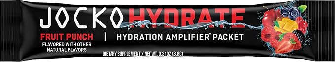 Jocko Fuel Hydrate Electrolytes Powder Packets Low Sugar - Hydration Amplifier Packets for Recovery, Dehydration, & Exercise - with Vitamins B6, B12 & C (16 Packets) Fruit Punch