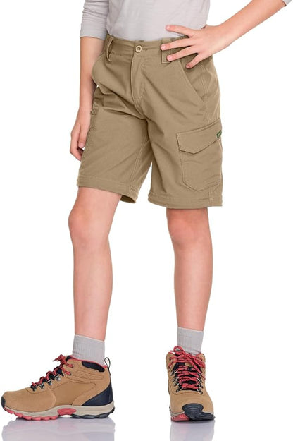 CQR Kids Youth Hiking Cargo Pants, UPF 50+ Quick Dry Convertible Zip Off Pants, Outdoor Camping Pants