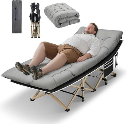 HABUTWAY Camping Cot, Portable Camping Cot for Adult, 28" Wide Sleeping Cot Max Load 600LBS with Thick Mattress and Carry Bag, Portable Camping Bed for Outdoor Camping/Office, Home Nap