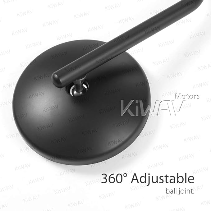 KiWAV Motorcycle 4 Inches Round Mirrors Rear View Side Old School Black Eclipse Short Stem Convex 10mm M10 1.25 Pitch Standard Threads Compatible for Most Metric Bikes Pack of a Pair