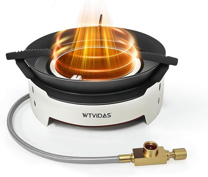 Camping Stove 3600W Portable Backpacking Stove with Piezo Ignition, Fuel Canister Adapter Windproof Gas Stove for Camping Hiking Outdoor Cooking