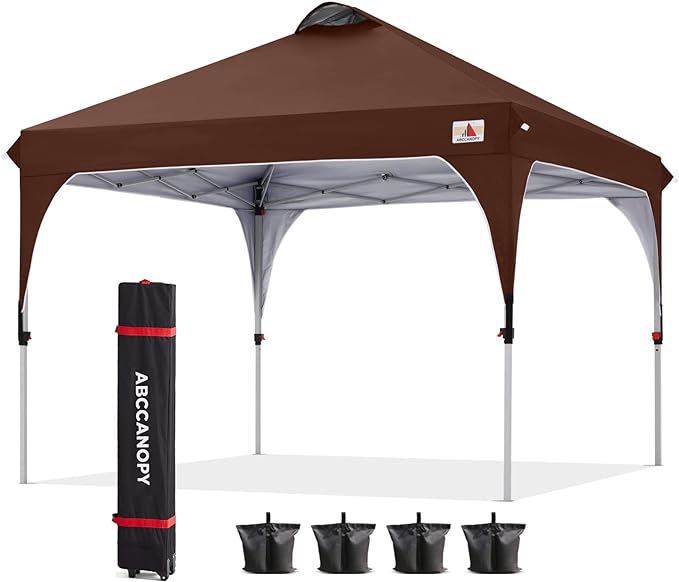 ABCCANOPY Outdoor Pop up Canopy Tent, 8x8 Instant Portable Canopy for Camping, Beach, Backyard, Brown