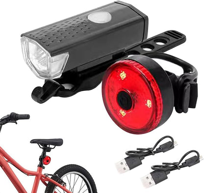 Rechargeable Bicycle Lights Set - Bicycle Night Riding Mini Tail Light | Front and Rear LED Cycling Flashlights | Bright Headlamp and Taillamp Combo, Safety Accessories for Road Mountain Biking