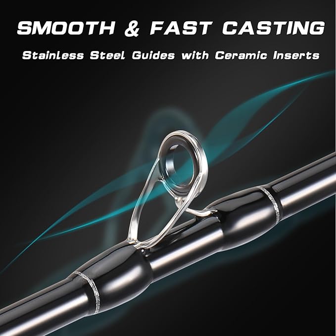 Sougayilang BD Fishing Rod and Reel Combos, Spinning & Casting Fishing Combo,30Ton+24Ton Graphite 2 Pc Fishing Poles with SuperPolymer Handle, “S” Style Hook Keeper(1 Pack)