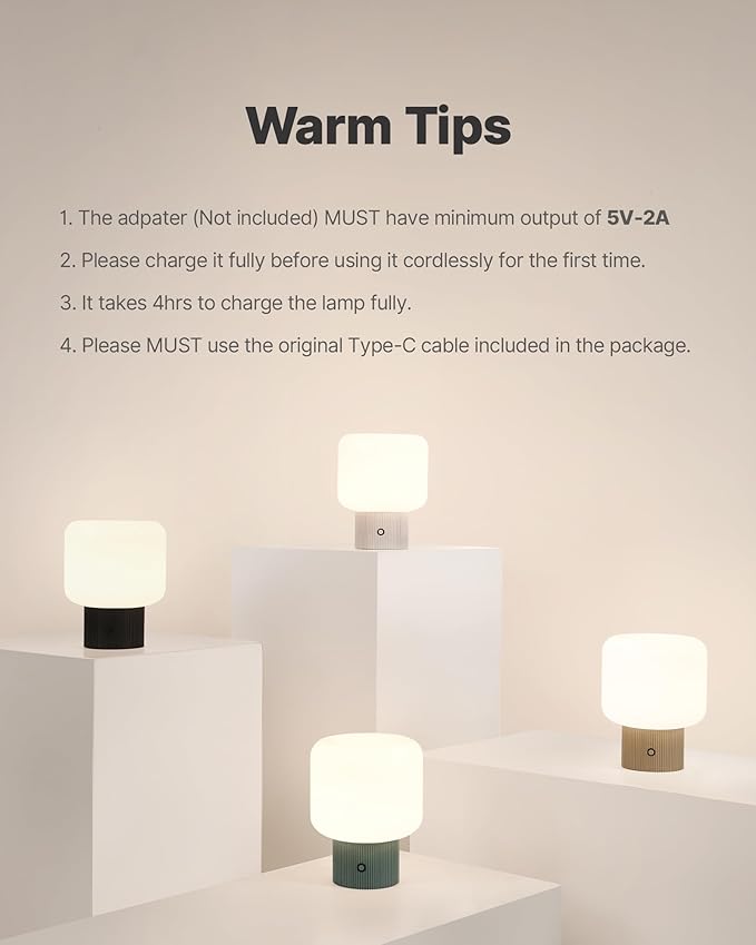 Halo Mushroom Lamp, 5W Cute Cordless Rechargeable Table Lamp with Glass Shade, 3 Color Temps LED Dimmable Ambient Lighting, Small Retro Touch Bedside Light for Bedroom Decor, Mustard Yellow