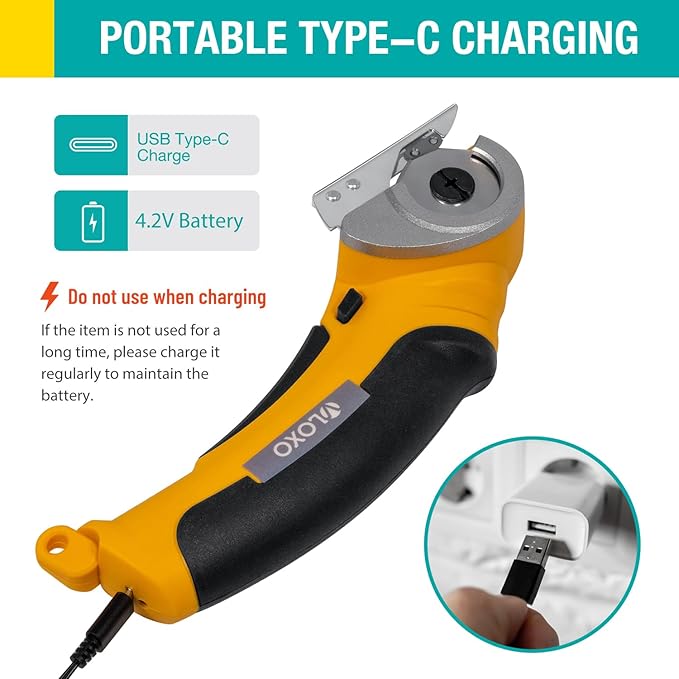 VLOXO Cordless Electric Scissors, Electric Box Cutter with Safety Lock, 4.2V Cardboard Cutter Multi-Cutting Tools, Rechargeable Powerful Leather Cutter for Carpet Cardboard Felt with Storage Box