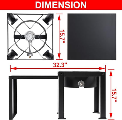 Single Burner Propane Camp Stove | Portable Table Top Gas Grill | High Pressure Gas Stove with 20 PSI Regulator & Hose - for Outdoor Camping Home Brewing Turkey Fry 32.3 * 15.7 * 15.7 in