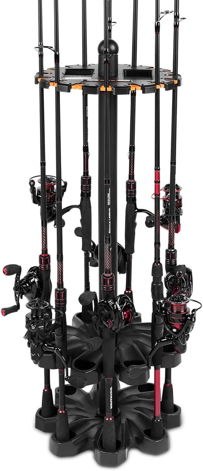 KastKing V16 Fishing Rod Rack - Fishing Pole Rack Holds Up to 16 Fishing Rods or Combos, Lightweight and Durable ABS Construction, Space-Saving Fishing Rod Holders for Garage