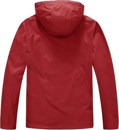 TBMPOY Men's Lightweight Rain Jackets Waterproof Raincoat with Hood Running Cycling Hiking Outdoor Windbreaker