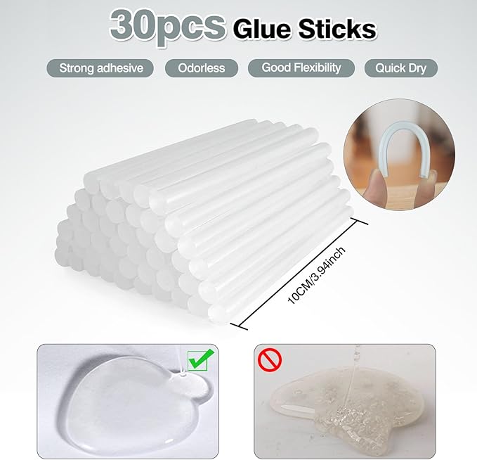 Mini Hot Glue Gun Kit with 30 Glue Sticks - Fast Preheating Hot Melt Gun, High Temp for School Crafts DIY Arts and Quick Home Repairs(Grey)