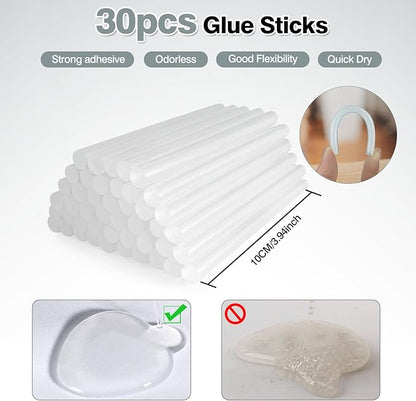 Mini Hot Glue Gun Kit with 30 Glue Sticks - Fast Preheating Hot Melt Gun, High Temp for School Crafts DIY Arts and Quick Home Repairs(Grey)