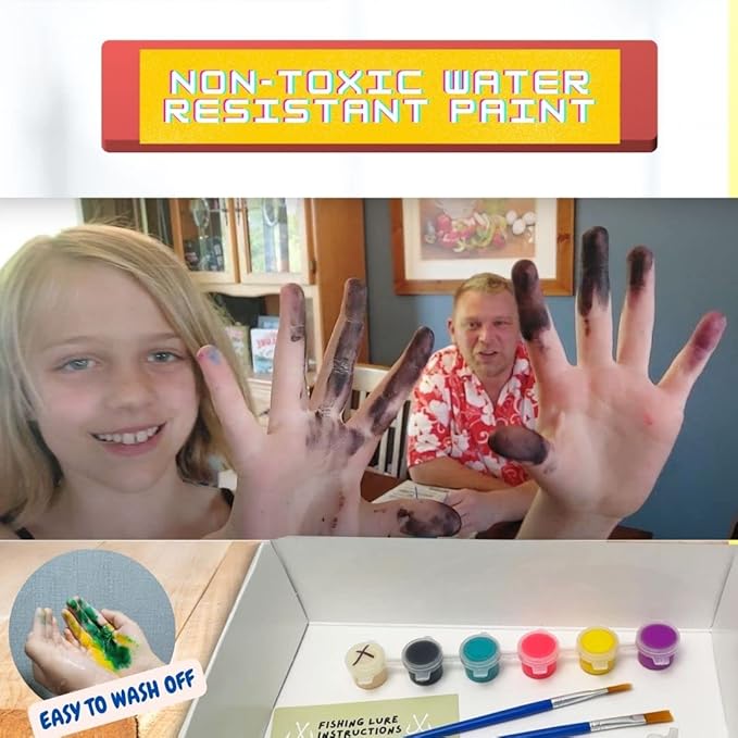 DIY Fishing Lure Kit - Kid-Friendly Fishing Gear for Customizing Lures, Includes Paint & Brushes, Perfect Arts and Crafts for Kids, Tackle Box Must-Have