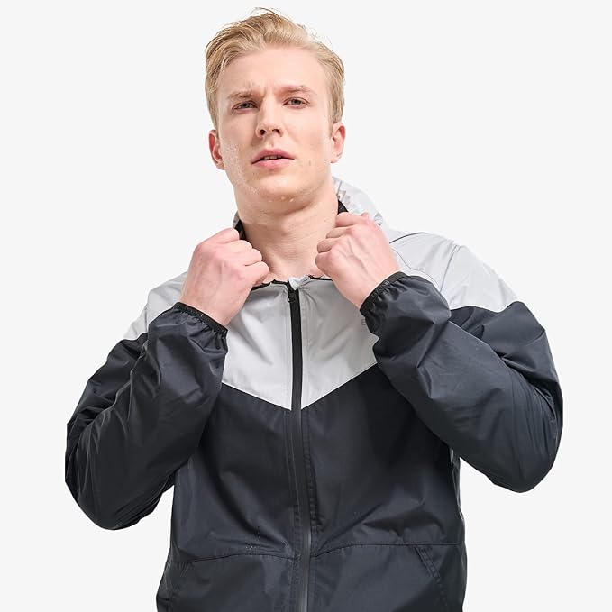 BVVU Sauna Suit for Men Zipper Sweat Suits with Hood Sauna Jacket Pants Gym Workout Full Body