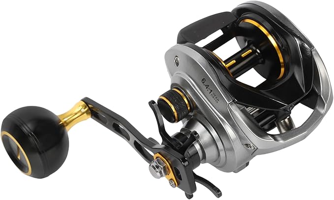 Baitcaster Reels,6.4:1 Gear Ratio with 33 Lb Max Drag, 8+1 Stainless Steel Bearing, Baitcasting Fishing Reels for Sea Bass and Mandarin Fish for Fresh Water or Salt Water