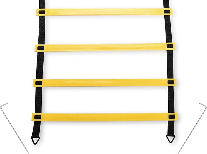 Agility Ladder, 2 Pack - Exercise and Training Ladder Set with Ground Stakes for Football, Soccer, Tennis, and More - Improves Speed & Fitness - Complete with Carrying Bag