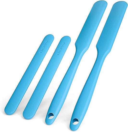 Nicpro Silicone Stir Sticks Kit, 2 PCS Silicone Resin Popsicle Sticks & 2 PCS Silicone Spatula Scraper for Mixing Resin, Wax, Paint, Epoxy, DIY Crafts