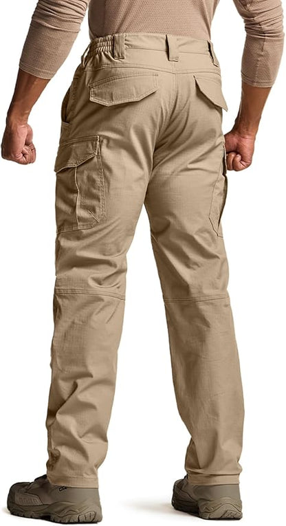 CQR Men's Flex Stretch Tactical Pants, Water Resistant Ripstop Cargo Pants, Lightweight EDC Outdoor Work Hiking Pants