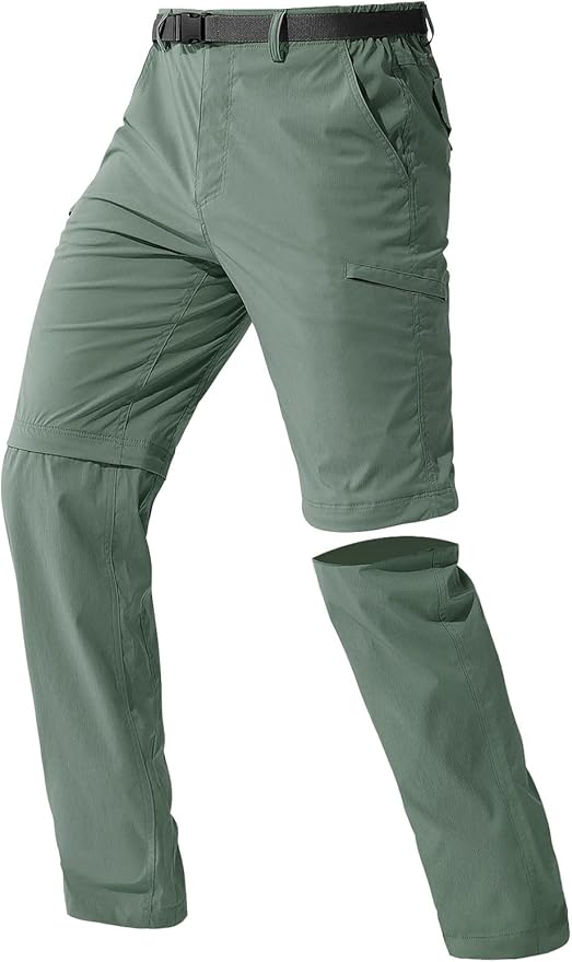 FREE SOLDIER Men's Outdoor Convertible Hiking Pants with Belt Lightweight Quick Dry Tactical Cargo Pants Nylon Spandex