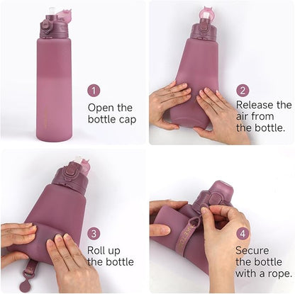 TakeToday Collapsible Water Bottles 32oz, Foldable Travel Water Bottle, BPA Free, Silicone Water Bottle Leakproof for Hiking, International Travel, Outdoors