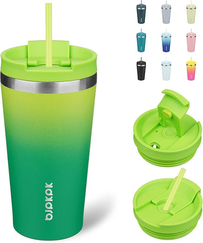 BJPKPK 18oz Tumbler With lid And Straw Stainless Steel Travel Coffee Mug Insulated Tumblers Cups,Bamboo Grove