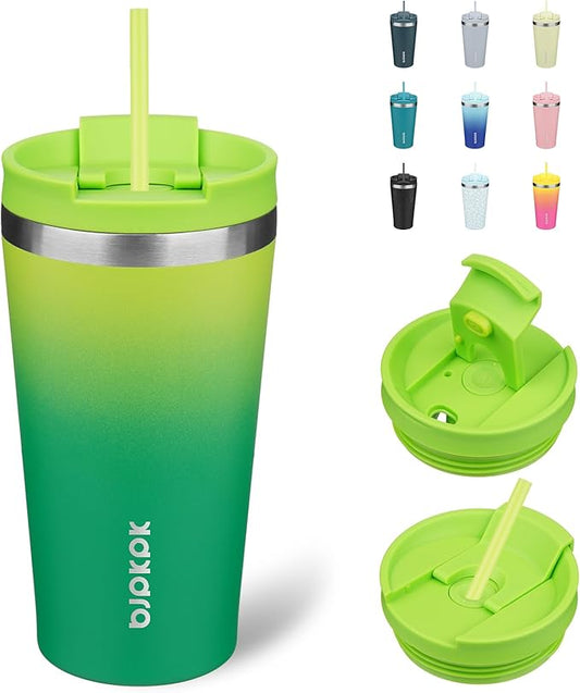 BJPKPK 18oz Tumbler With lid And Straw Stainless Steel Travel Coffee Mug Insulated Tumblers Cups,Bamboo Grove