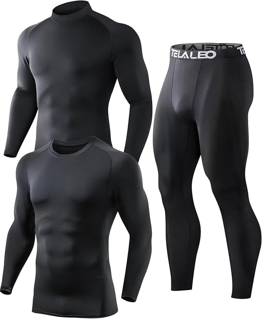 5 or 4 Pack Men's Thermal Compression Pants Fleece Lined Sports Tights Athletic Leggings Cold Weather Baselayer Winter Gear