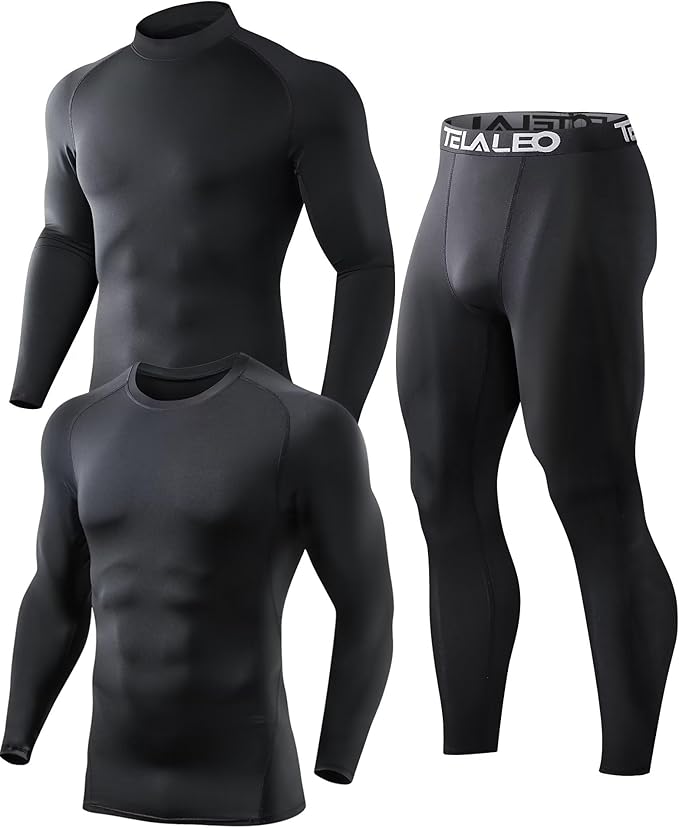 5 or 4 Pack Men's Thermal Compression Pants Fleece Lined Sports Tights Athletic Leggings Cold Weather Baselayer Winter Gear