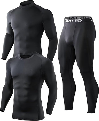 5 or 4 Pack Men's Thermal Compression Pants Fleece Lined Sports Tights Athletic Leggings Cold Weather Baselayer Winter Gear