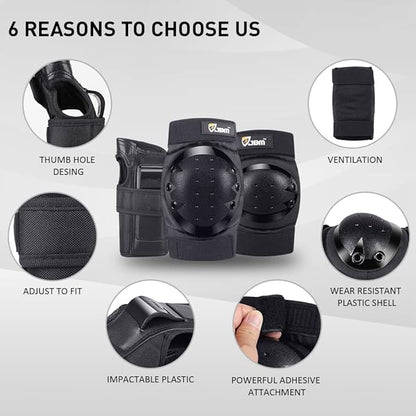 JBM Skating Protective Gear Adult Skateboard Helmet Knee and Elbow Pads with Wrist Guards for Inline Roller Skating, Skateboarding, Scootering