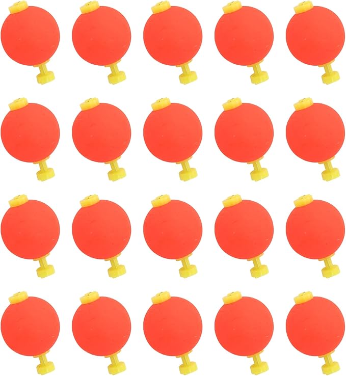 20 Pcs EVA Foam Fishing Bobbers Floats, Snap-on Push Round Button Floats, 0.98 in Small Bobbers for Fishing Tackle Accessories(Red)