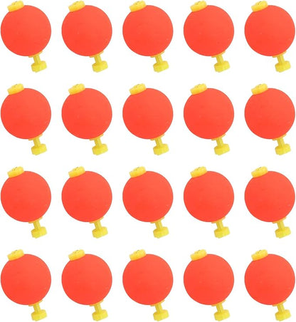 20 Pcs EVA Foam Fishing Bobbers Floats, Snap-on Push Round Button Floats, 0.98 in Small Bobbers for Fishing Tackle Accessories(Red)