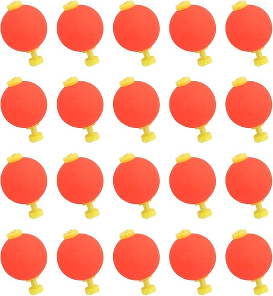20 Pcs EVA Foam Fishing Bobbers Floats, Snap-on Push Round Button Floats, 0.98 in Small Bobbers for Fishing Tackle Accessories(Red)