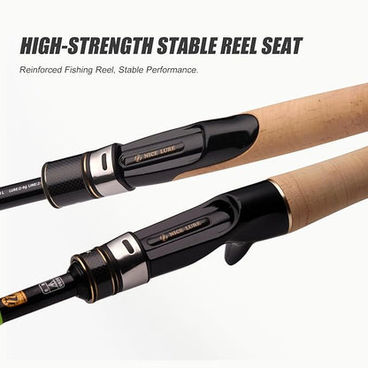 PURELURE Fishing Rod Telescopic, Carbon Fiber Spinning Casting Travel Rod, Spare Solid Carbon Tip, 3A Cork Handle, ABS Metal Reel Seat, Floating Guide Ultralight Portable Fishing Pole