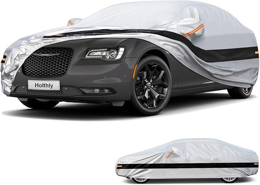 10 Layer Sedan Car Cover Waterproof All Weather for Automobiles,100% Waterproof Outdoor Car Covers Rain UV Dust Protection. Custom Fit for Chrysler 300, Audi A8, BMW 7 Series, etc