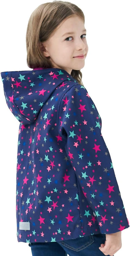 MGEOY Boys Girls Rain Jackets Lightweight Waterproof Hooded Raincoats Windbreakers for Kids 4-14Y