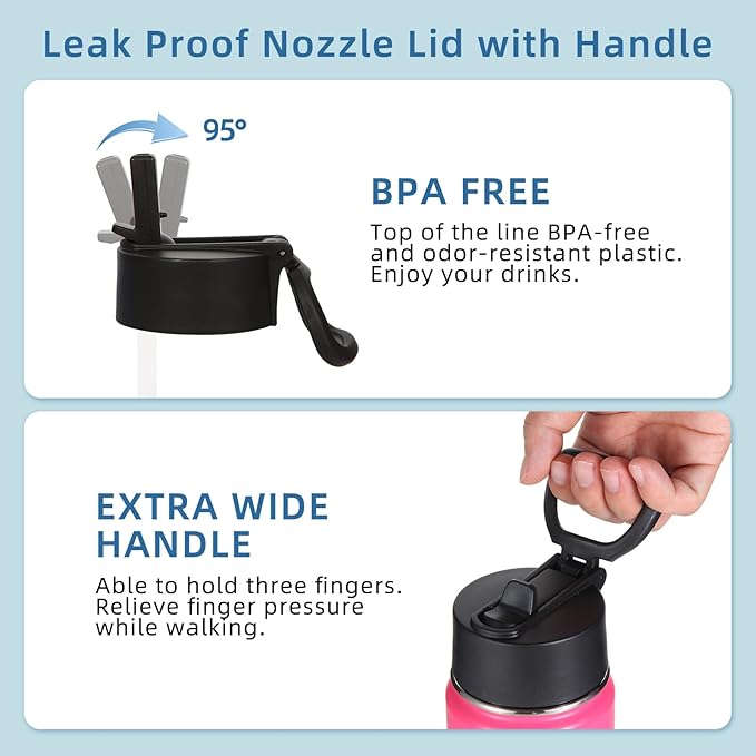 Volhoply Kids Insulated Water Bottle with Straw,16oz Stainless Steel Cold Water Bottles for School,BPA-Free Metal Wide Mouth Cups with Handle Lid,Reusable Double Wall Vacuum Sport Flask(Peach,1)