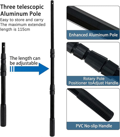 Telescoping Metal Lock Fishing Net with Handle Red Green 64" 52" 3-Section Rubber Fish Net - Adjustable Length Lightweight Foldable Large Big Collapsible Extendable Fishing Net