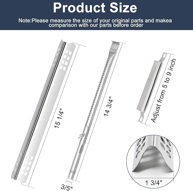 Criditpid Grill Replacement Parts for Charbroil 463242516 463242515 463367016 463355220, Cooking Grates, Emitter Plates, Burners, Heat Plates, Crossover Tubes & Ignitors for Charbroil Commercial Grill
