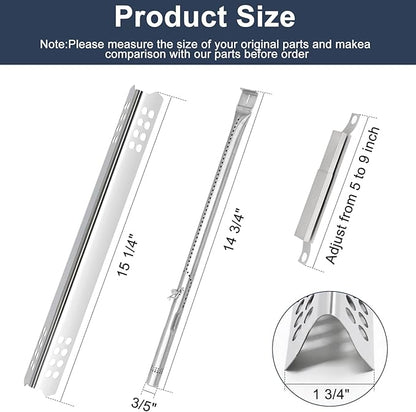 Criditpid Grill Replacement Parts for Charbroil 463242516 463242515 463367016 463355220, Cooking Grates, Emitter Plates, Burners, Heat Plates, Crossover Tubes & Ignitors for Charbroil Commercial Grill