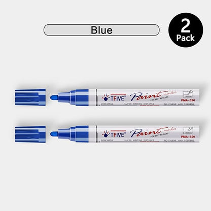 TFIVE Blue Permanent Paint Marker Pens - 2 Count Oil Based Marker Pen, Medium Tip, Waterproof & Quick Dry, for Office, Art projects, Rock Painting, Ceramic, Glass, Wood, Plastic, Metal, Canvas