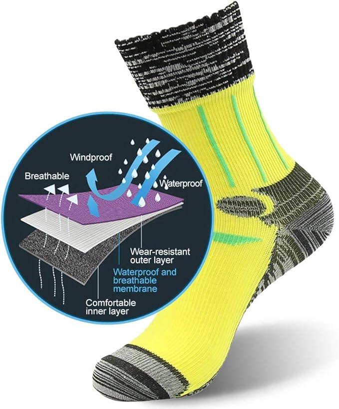 RANDY SUN Waterproof Socks, Unisex Hiking Wading Trail Running Kayaking Crew Socks